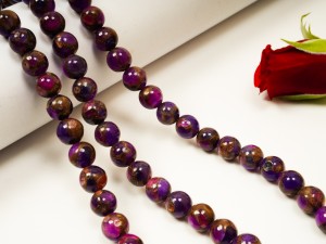 Crazy agat, cu mov 8 mm, 10 buc, gaura 0.8 mm