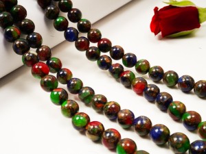 Crazy agat, cu verde 8 mm, 10 buc, gaura 0.8 mm