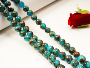 Crazy agat, cu albastru 8 mm, 10 buc, gaura 0.8 mm