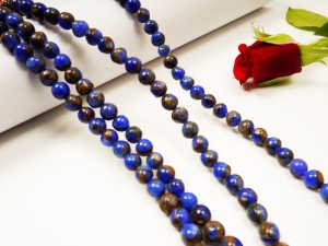 Crazy agat, cu bleumarin 6 mm, 32 buc, gaura 0.8 mm