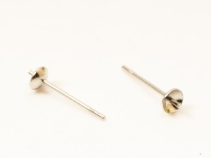Baze de cercei cu pin, diam 4 mm 20 buc, (10 perechi), pentru margele cu gaura pe o parte