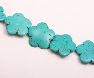 Flori din turcoaz reconstruit- 2.4 cm, 2 buc, gaura 1mm