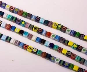 Cuburi sticla Murano millefiori div.culori- cca.30buc, 6mm