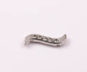 Spacere argintiu inchis cu strasuri, 1.9 cm, 1 buc, 2 gauri