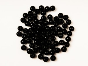 Margele din acril negre, 4 mm,cca.300 buc, gaura 1 mm