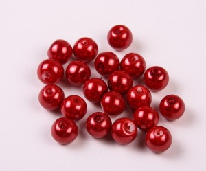 Perle din sticla rosu ciclame - 84 buc, 10mm, gaura 1mm